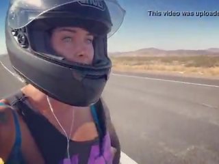 Felicity feline motorcycle diva riding aprilia in bra