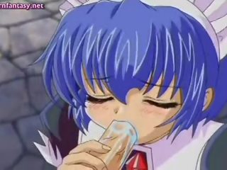Divi anime maids tasting a phallus