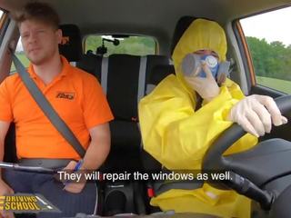 Fake Driving School Lexi Dona Takes off her Hazmat Suit and Fucks Instructor