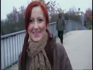 Redhead sweetheart sucking on a highway bridge before anal in toilet