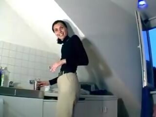A Stunning-looking German darling Making Her Cunt Wet with a Dildo