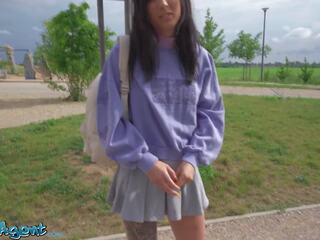 Public Agent - superb natural young and skinny college darling takes Euros for outdoor flashing and dirty movie outside with big manhood